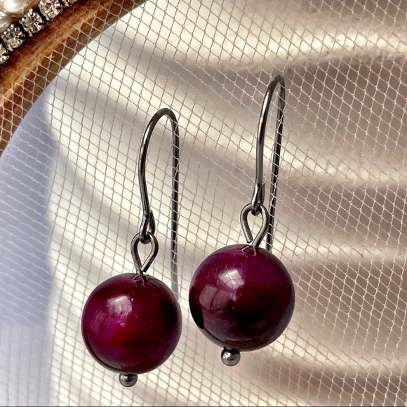 TIGER Eye Beaded Dangle Earrings - Picture 1 of 8